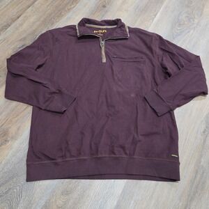 Stanley Mens Quarter Zip Pullover Cotton Workwear Sweater Burgundy Large